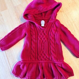 Baby Gap Cable Knit Hoodie Sweater Dress | Pink | 6–12 Months